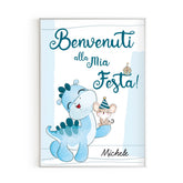 Cartellone benvenuto Welcome festa di compleanno tema dino baby Modello codice: PB 3 C